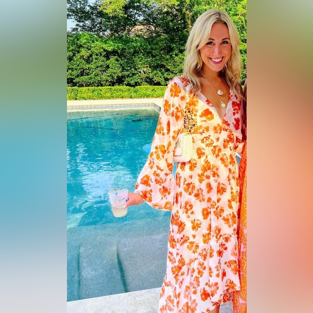 Misa Los Angeles Shadi Dress - Orange and White Floral XS